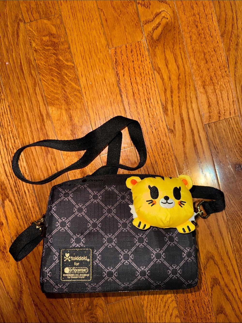 tokidoki Black Crossbody Bag with Yellow Plush Charm